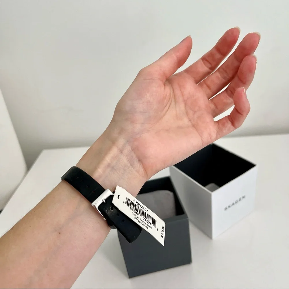 Skagen Women's Gitte Chronograph Black Leather Strap Watch - Picture 14 of 17